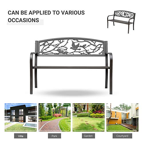 50" Animal Pattern Cast Steel Metal Garden Bench X54839