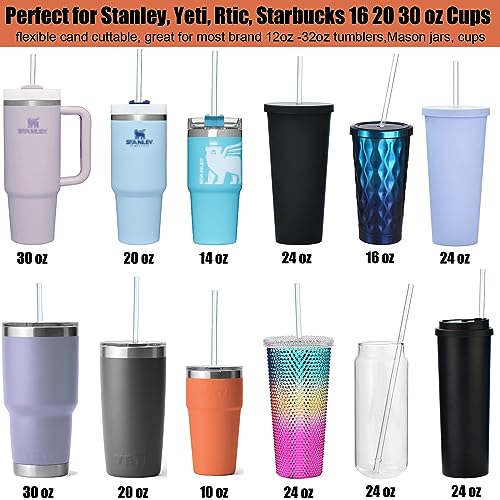 12-Pack Reusable Hard Plastic Clear Straws 10.5 in x 0.3 in with Cleaning Brush J8975