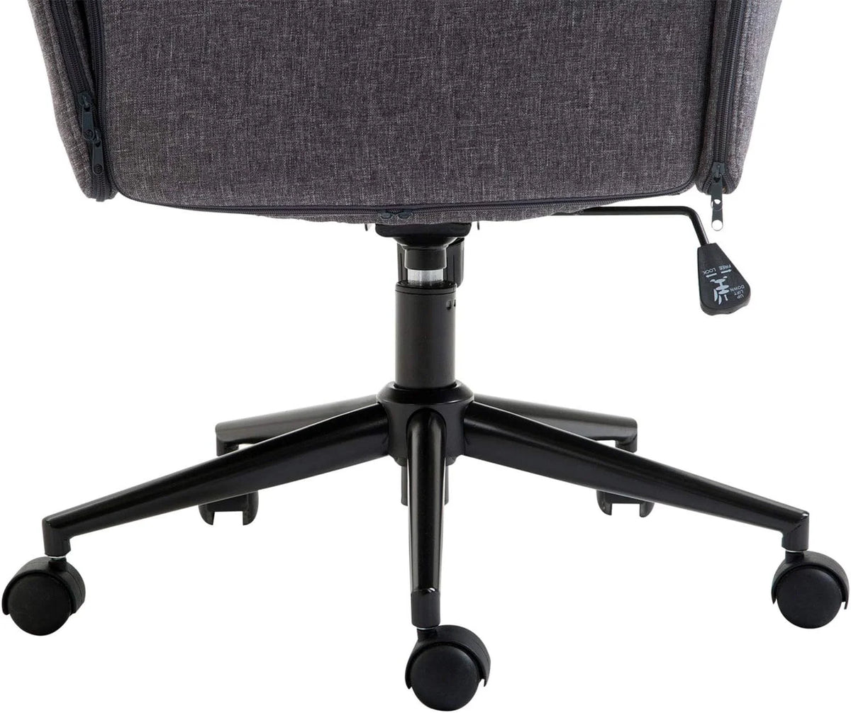 Dark Gray Linen Office Chair with Swivel Wheels S1244