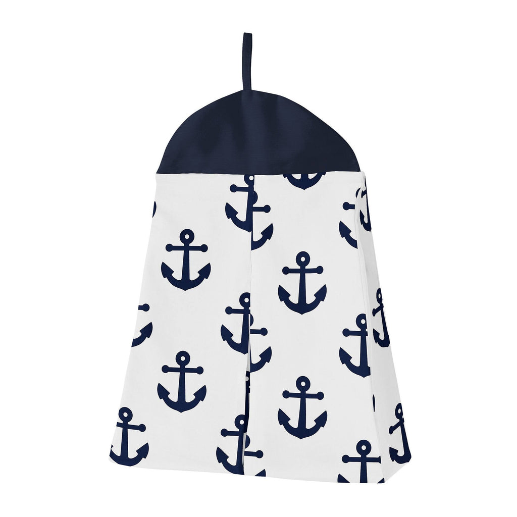 Navy Blue White Anchors 4 Pieces Crib Bedding Set B4828