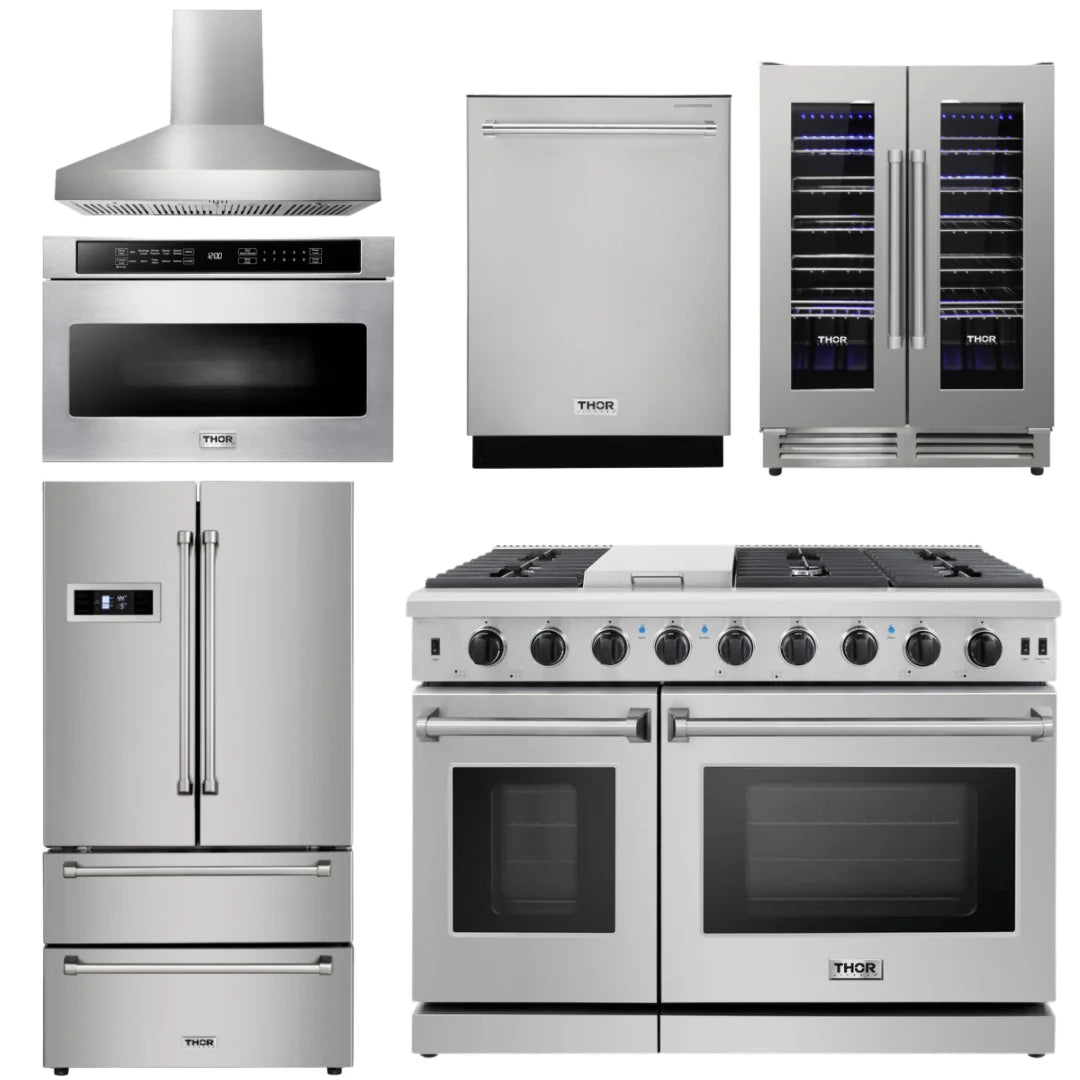 48 in. Gas Range, Range Hood, Refrigerator, Dishwasher, Wine Cooler, Microwave H661881