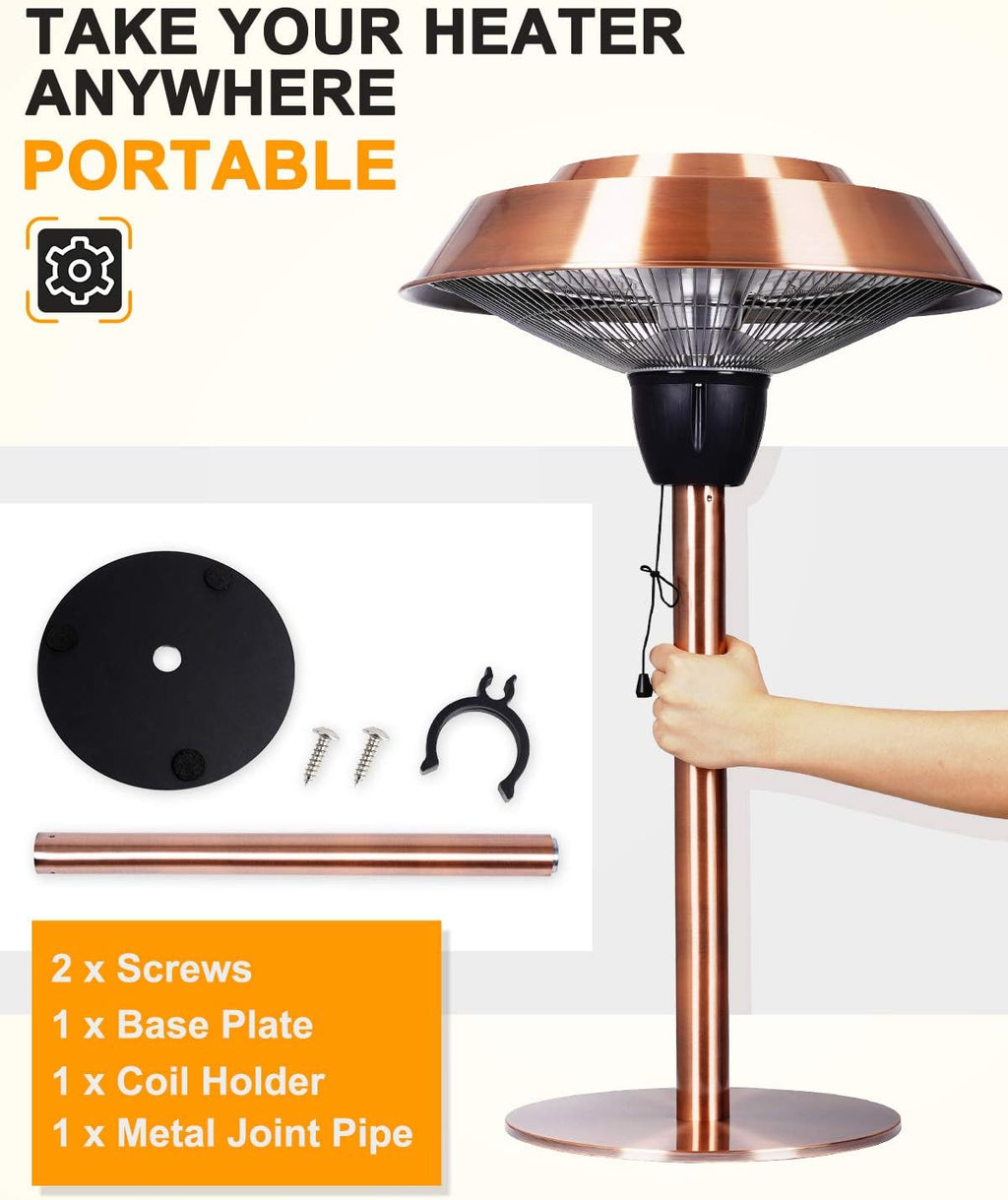 1500W Infrared Electric Patio Heater with Brush Copper Finished U155