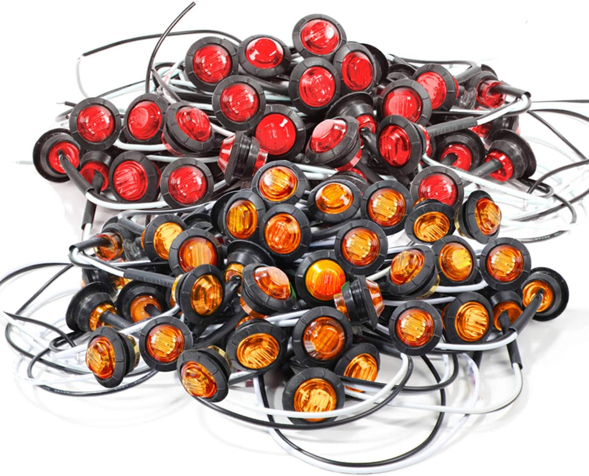 3/4 Inch Round LED Trailer Side Marker Lights 200 Pack Y683