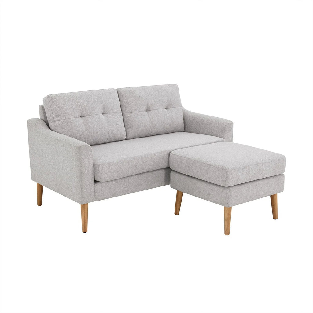 Light Gray Fabric Loveseat with Ottoman P148493
