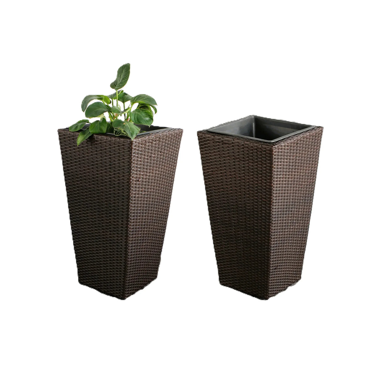 Rectangular All-Weather Wicker Planter with Plastic Liner Y716314