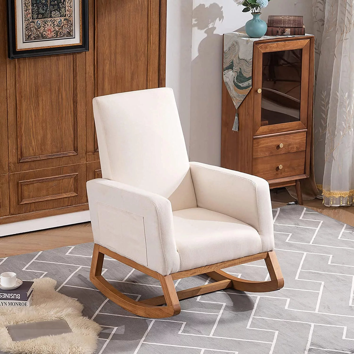 Beige Solid Wood Rocking Chair C636376