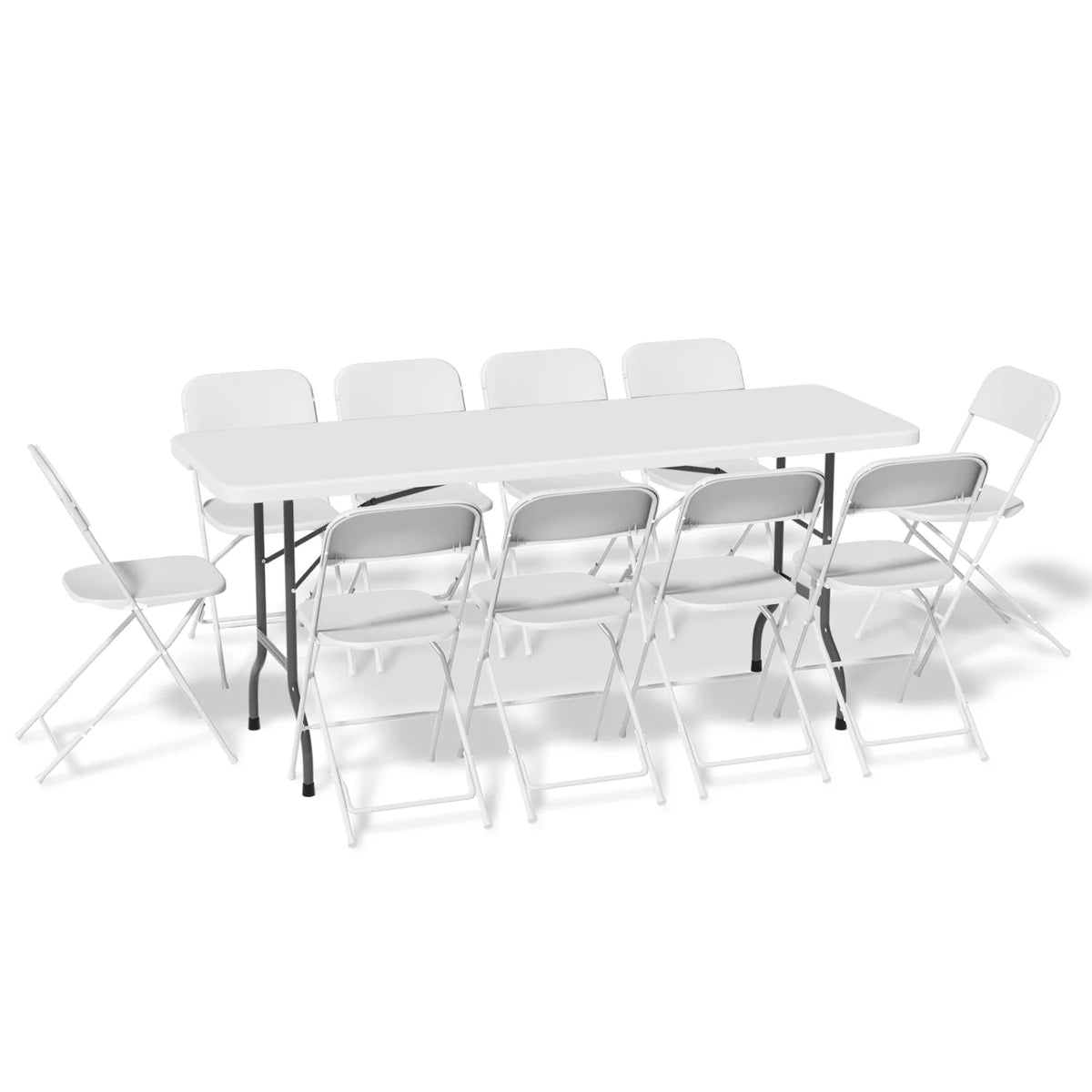 11-Piece 6 Ft Folding Dining Table with Chairs Set, White H6407