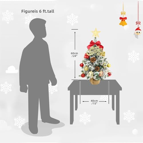 24 Inch Green Artificial Tabletop Christmas Tree with LED Lights F492187