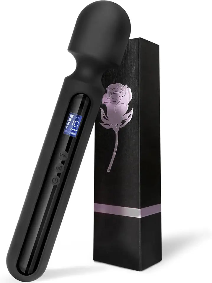 12 inch Vibrating Wand Massager with Display 10 Patterns & 4 Speeds Black A150