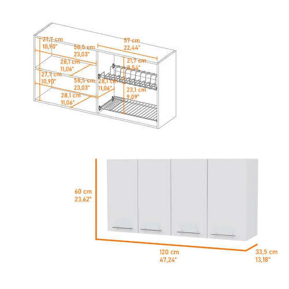 5-Shelf 4-Door 2-Piece Kitchen Set White and Light Oak E764352
