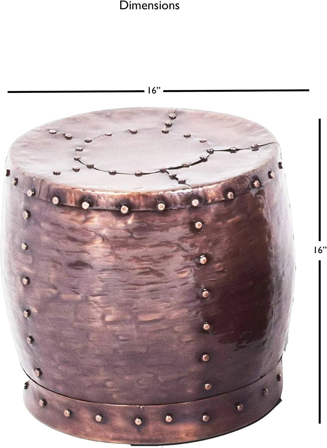 Antiqued Copper Iron Round End Table W823359