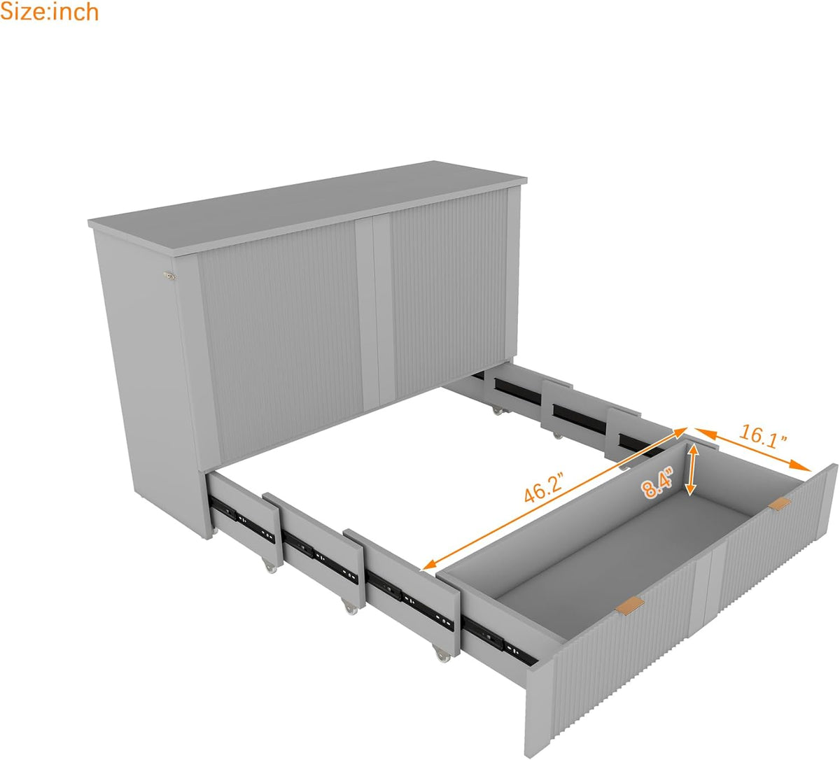 Gray Full Size Murphy Bed with Storage Drawers G801048