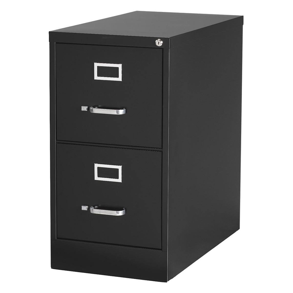 Black 2 Drawer Letter Width Vertical File Cabinet P7548