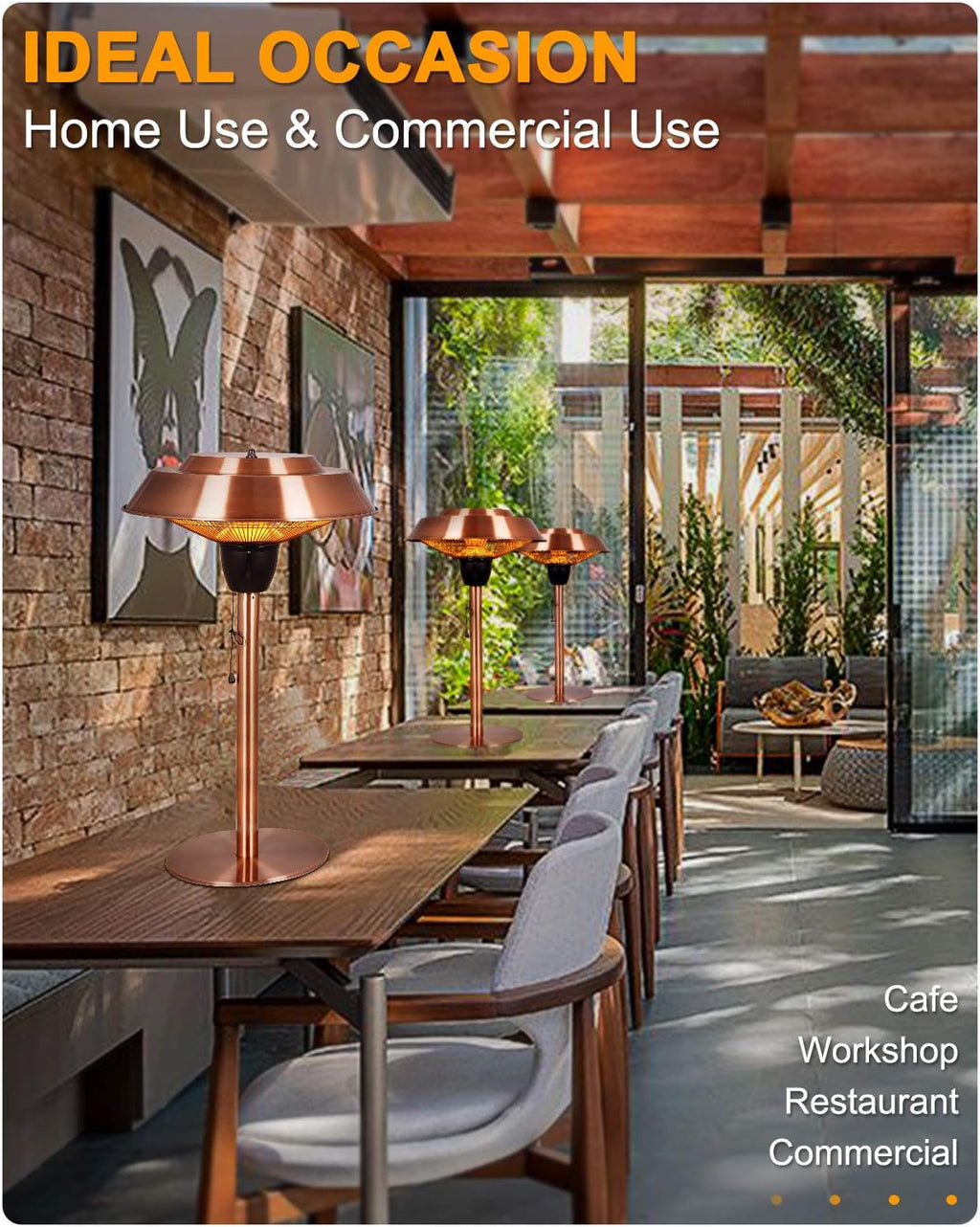 1500W Infrared Electric Patio Heater with Brush Copper Finished U155