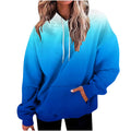 Casual Gradient Printing Long Sleeve Oversize Hooded Pullover Tops L726550