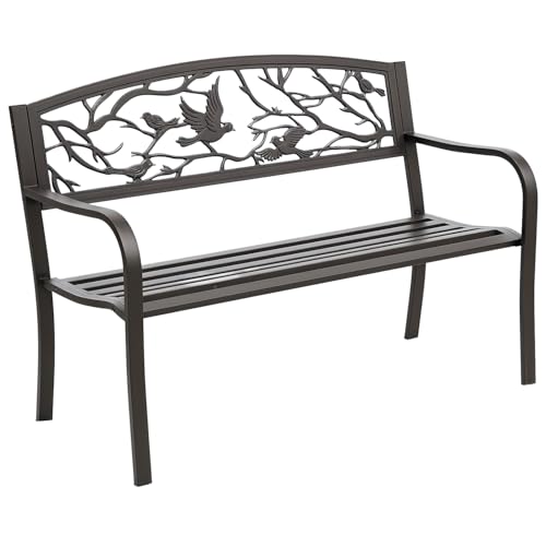 50" Animal Pattern Cast Steel Metal Garden Bench X54839
