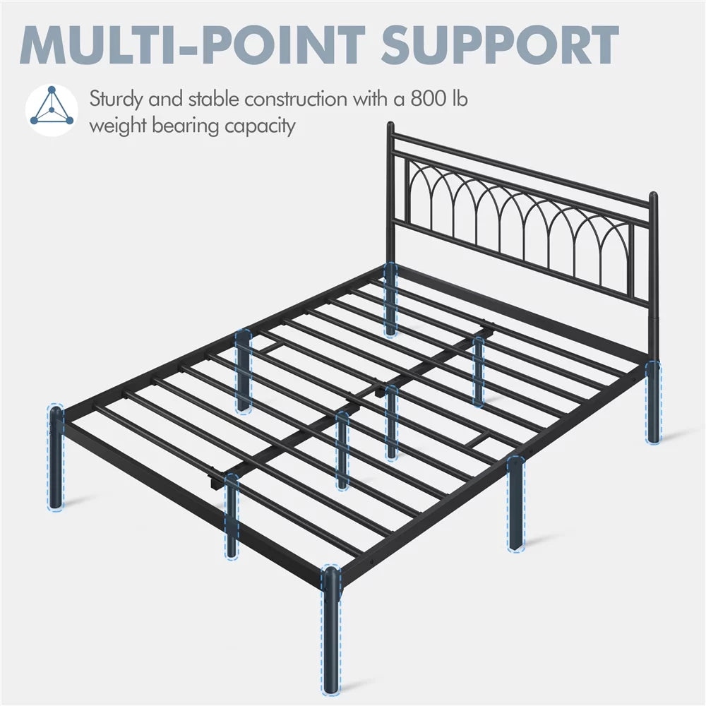 Queen Black Metal Bed Frame with Headboard R522582