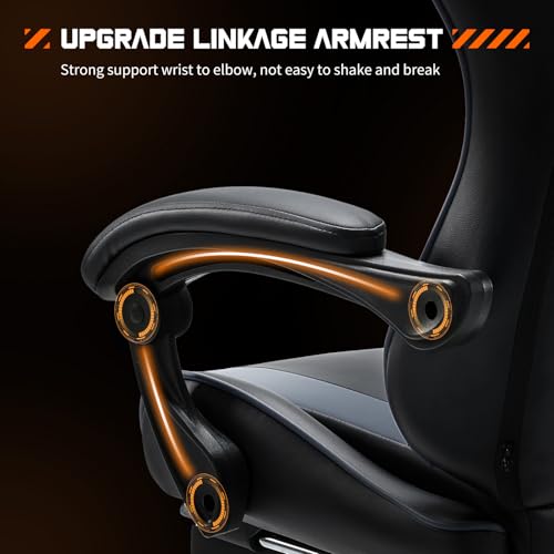 Grey Ergonomic Gaming Chair with Footrest G4487