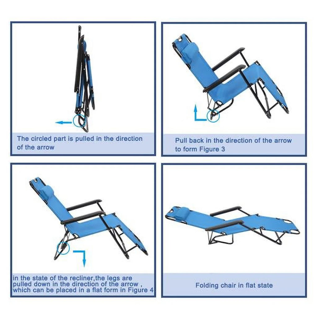 Blue Portable Folding Reclining Chair X388639