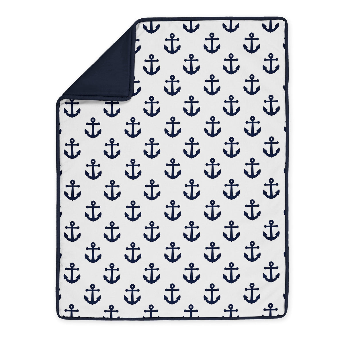 Navy Blue White Anchors 4 Pieces Crib Bedding Set B4828