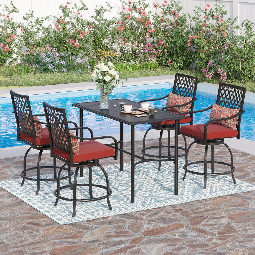 4 Pc Metal Swivel Bar Stools Set with Cushions S8485