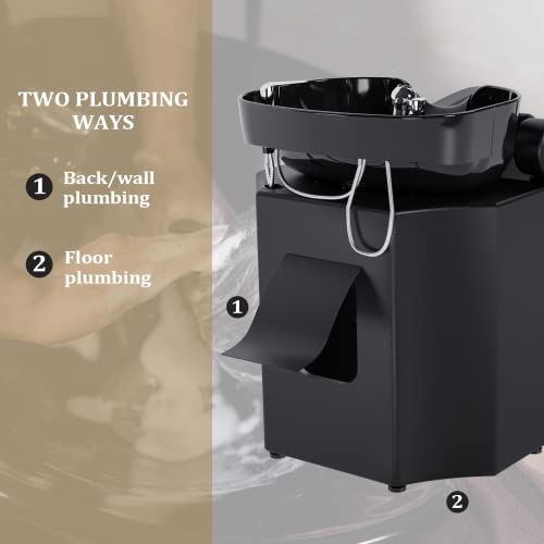 Shampoo Backwash Unit with Large Porcelain Bowl Salon Sink Hair Wash Chair Shampoo Station F95871
