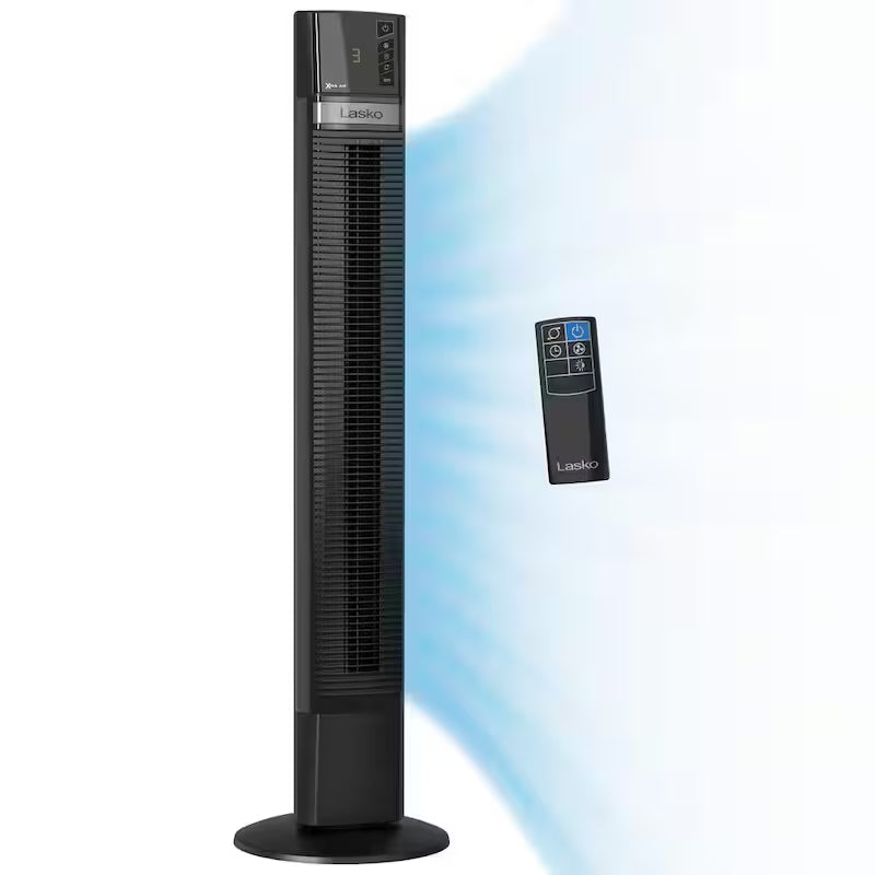 Black Oscillating Tower Fan with Remote Control J50679