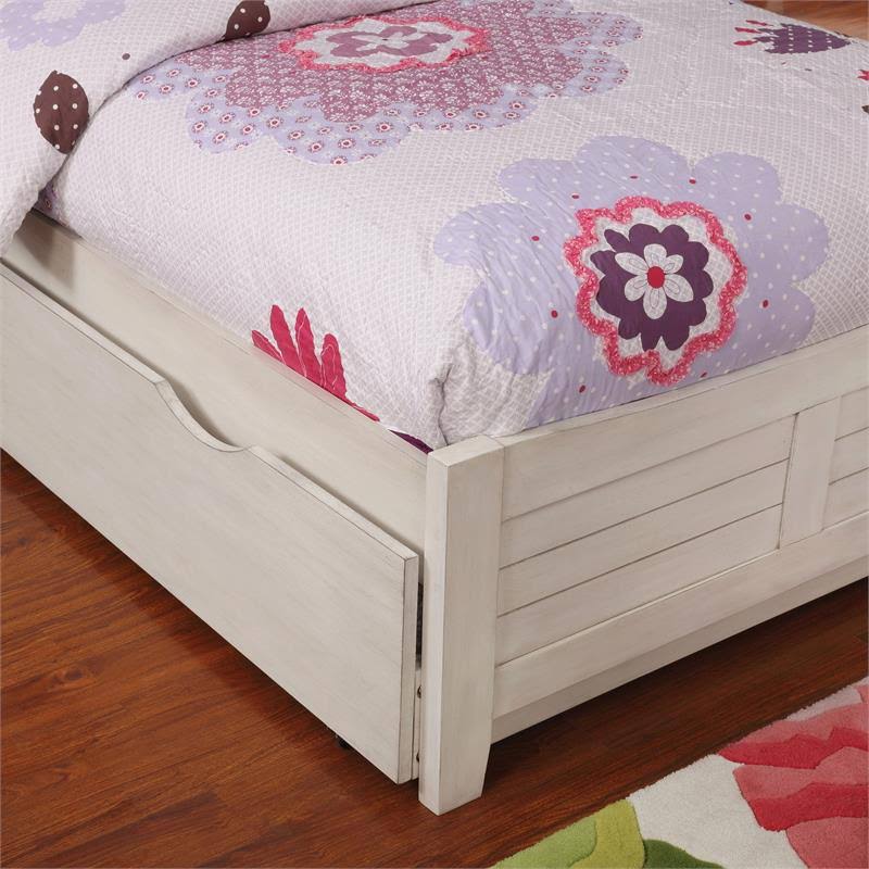 Solid Wood Kids Trundle in Antique White S33436