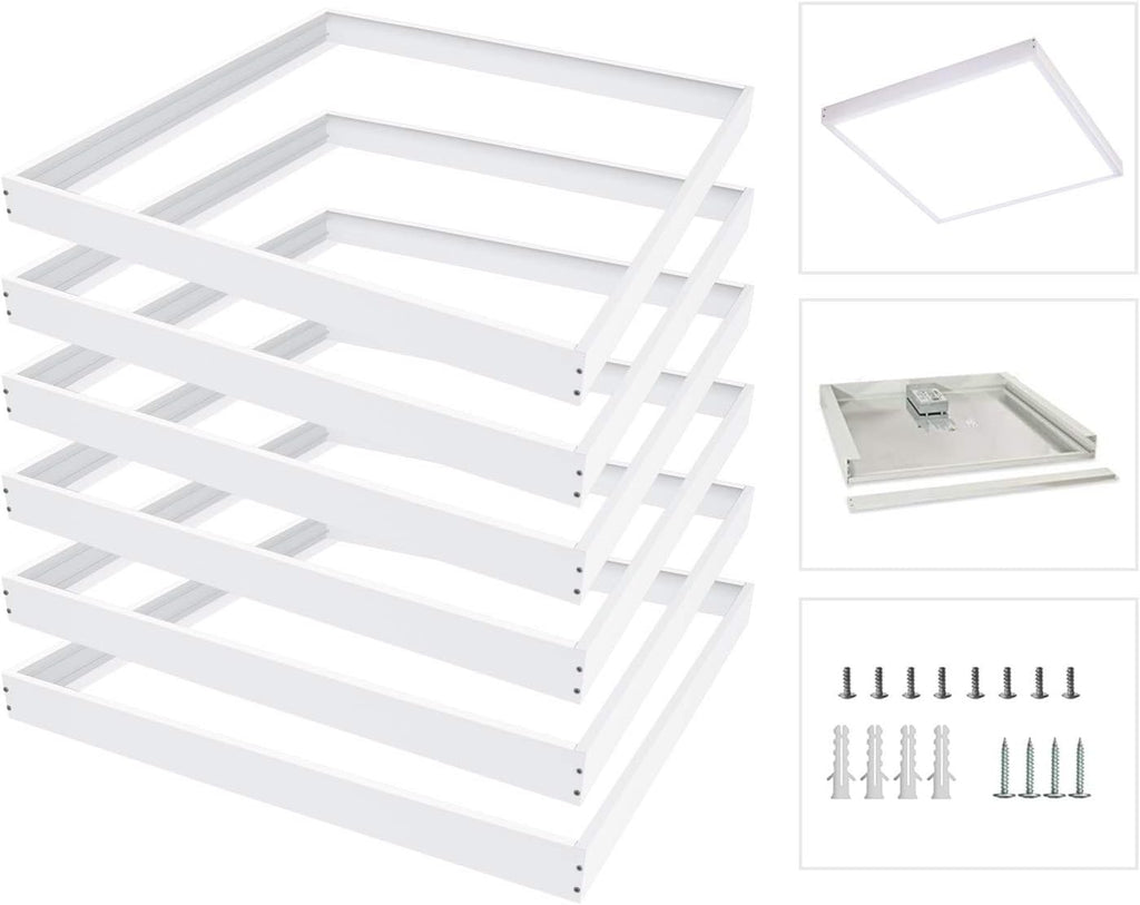 2x2 FT Surface Mount Kit for LED Flat Panel Light - Aluminum 24x24 inch Ceiling Frame Kit T190931