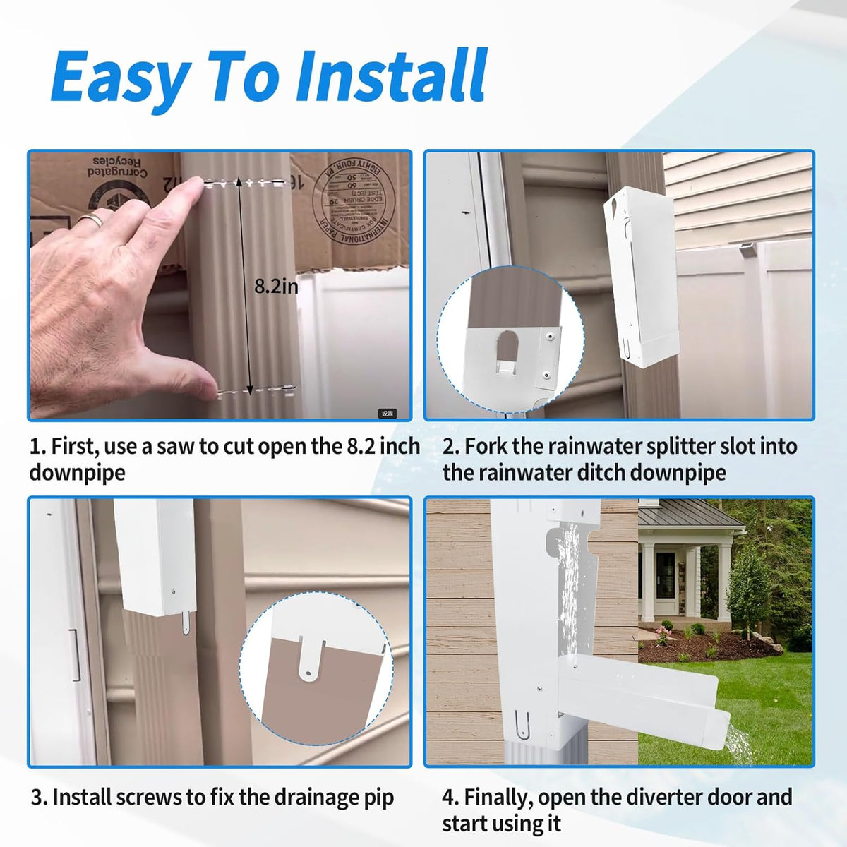 Stainless Steel Rain Barrel Diverter Kit for 3"x4" Downspout Z544