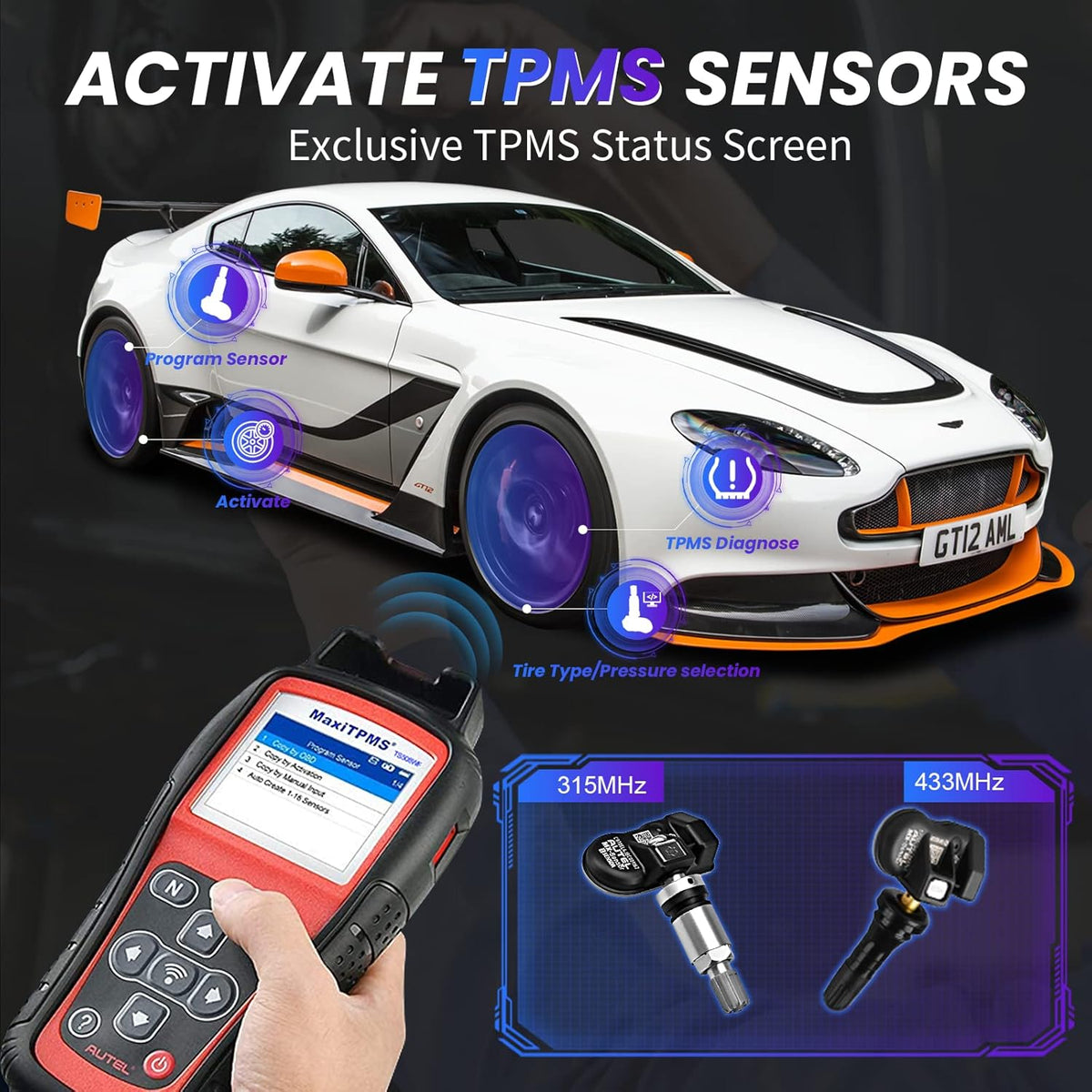 TPMS Tool with 4PCS 315+433MHz Sensors G617