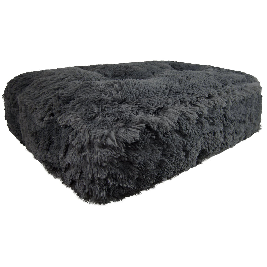 Large 46 inch x 35 inch Grey Faux Fur Pet Bed E451090