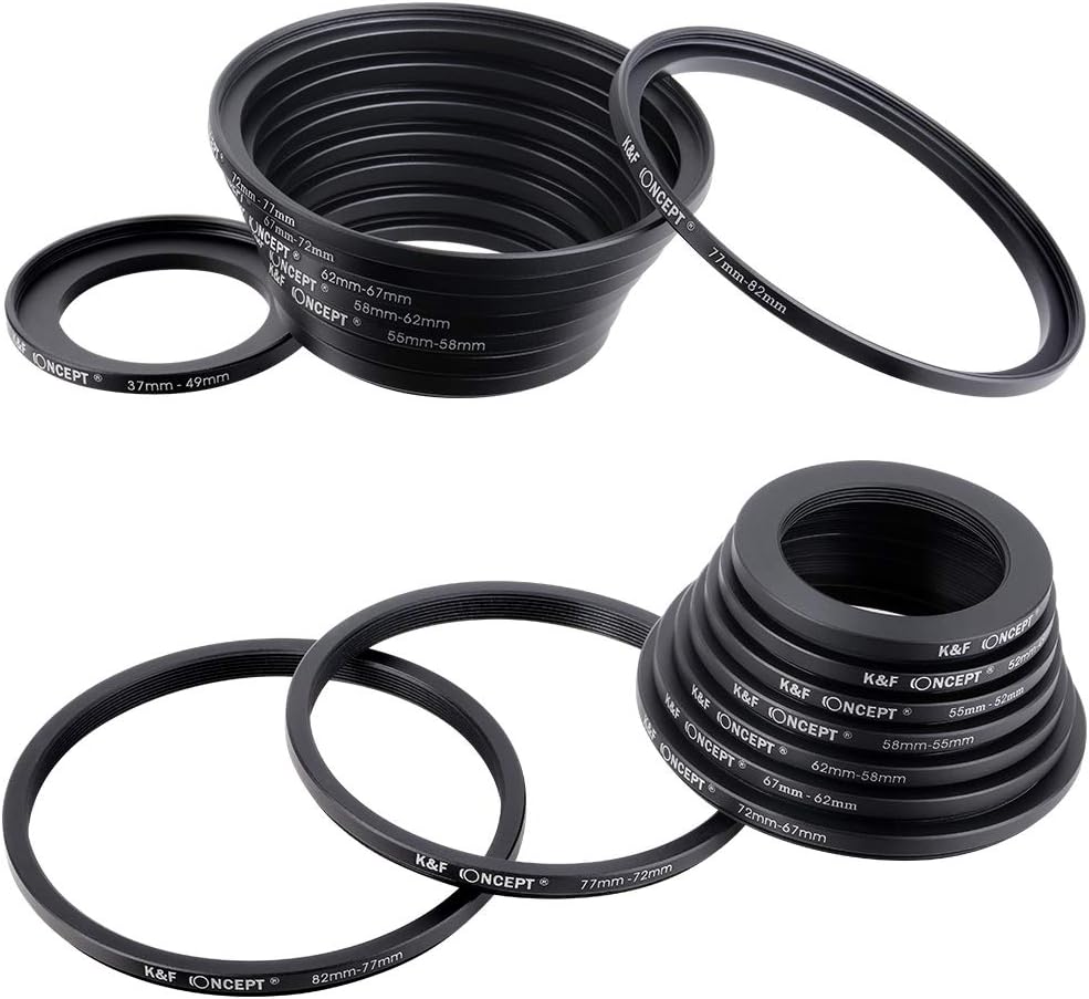 18 Pieces Filter Ring Adapter Set Black U893
