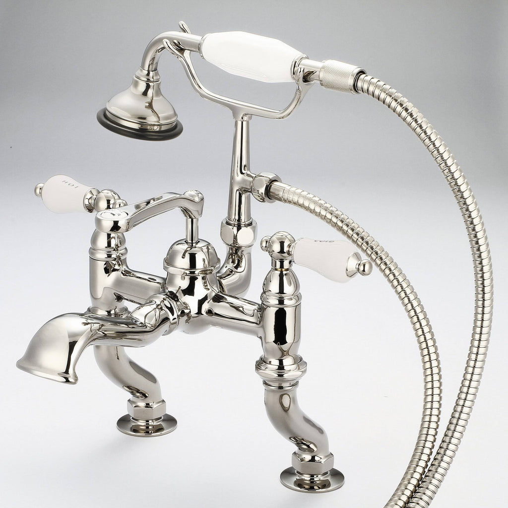 Vintage Classic Adjustable Center Deck Mount Tub Faucet with Handheld Shower Q95643