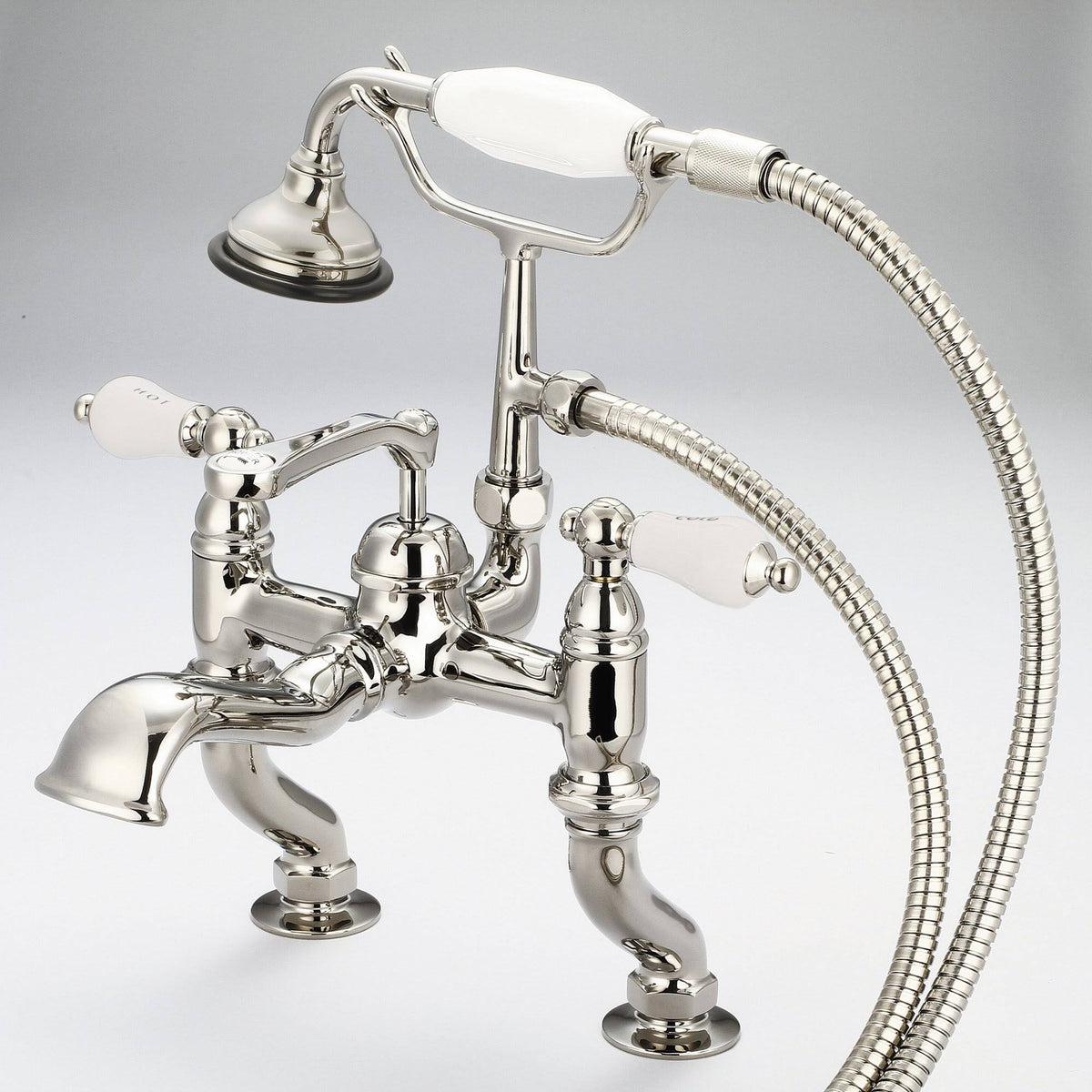 Vintage Classic Adjustable Center Deck Mount Tub Faucet with Handheld Shower Q95643