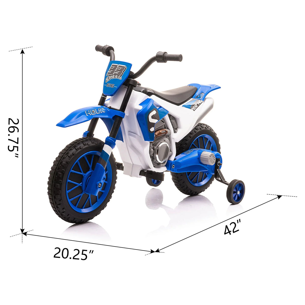 12V Kids Off-Road Ride on Dirt Bike with Training Wheels, Green O265346