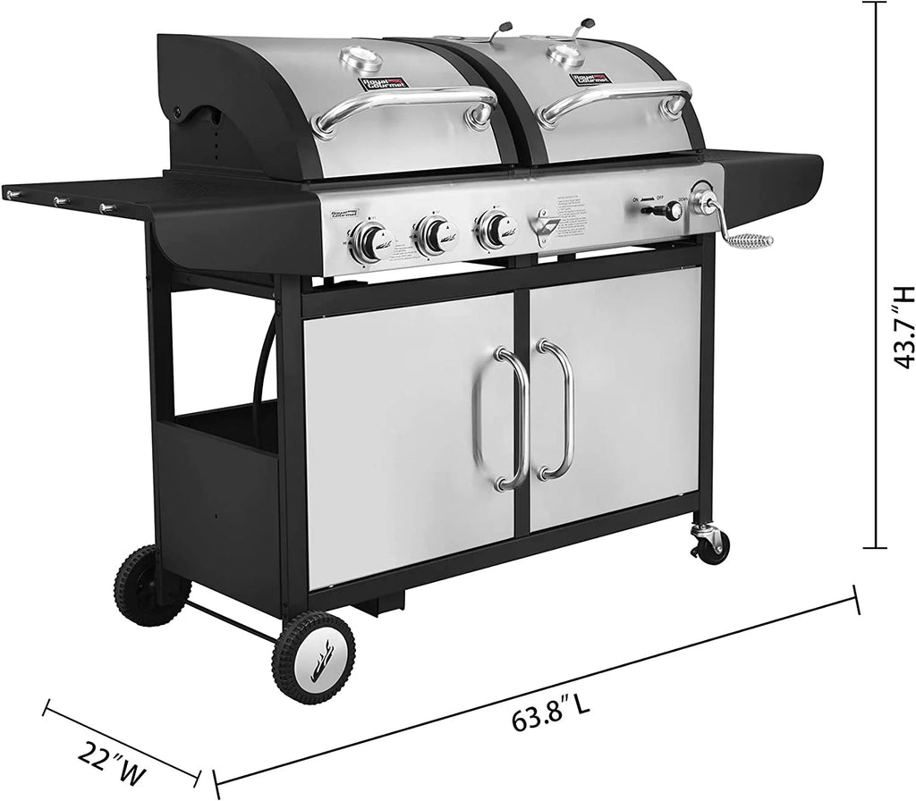 3-Burner Dual Fuel Gas and Charcoal Grill Combo with Cover R50846