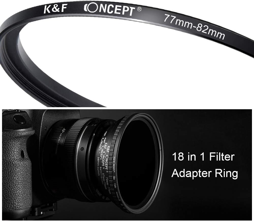 18 Pieces Filter Ring Adapter Set Black U893