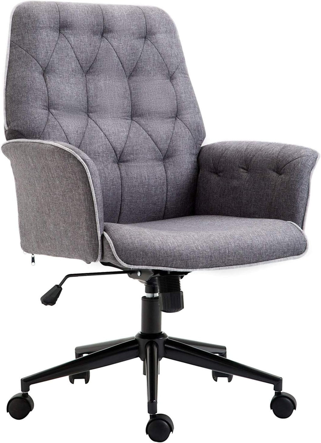 Dark Gray Linen Office Chair with Swivel Wheels S1244