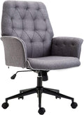 Dark Gray Linen Office Chair with Swivel Wheels S1244