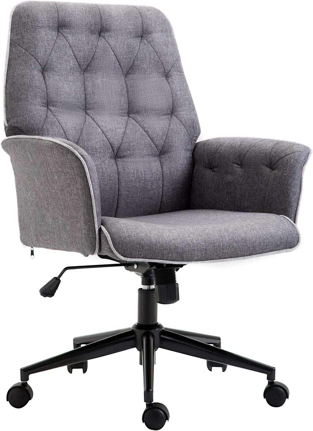 Dark Gray Linen Office Chair with Swivel Wheels S1244