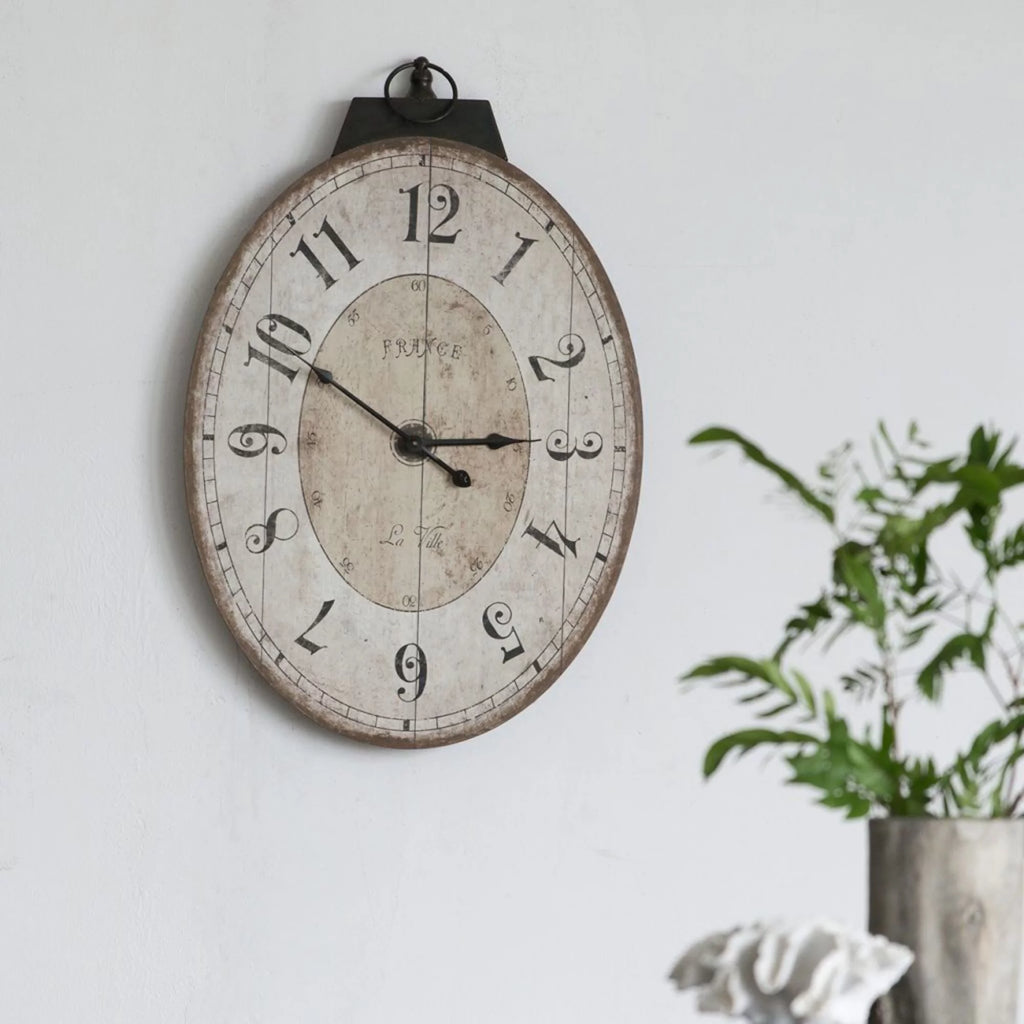 29" White and Black Oval Wall Clock S11197