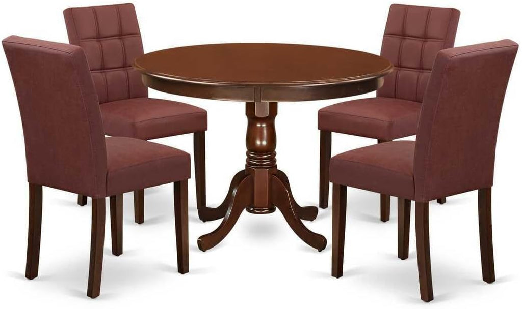 5 Piece Dining Set with Round Kitchen Table and 4 Chairs, Mahogany X97743