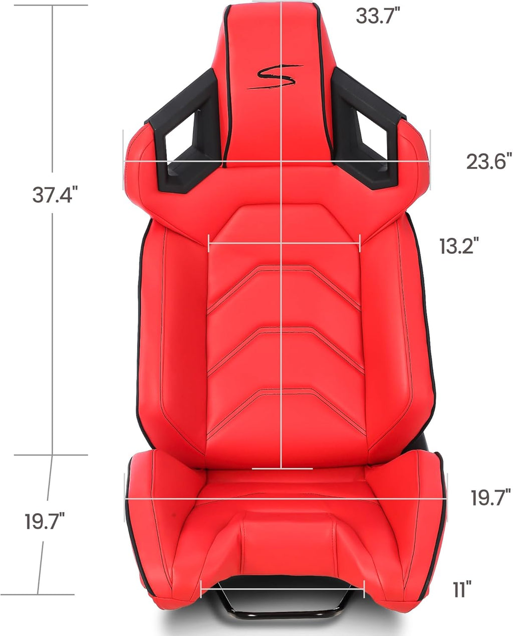 Red+Black Stitching PU Leather Racing Bucket Seat Q1175