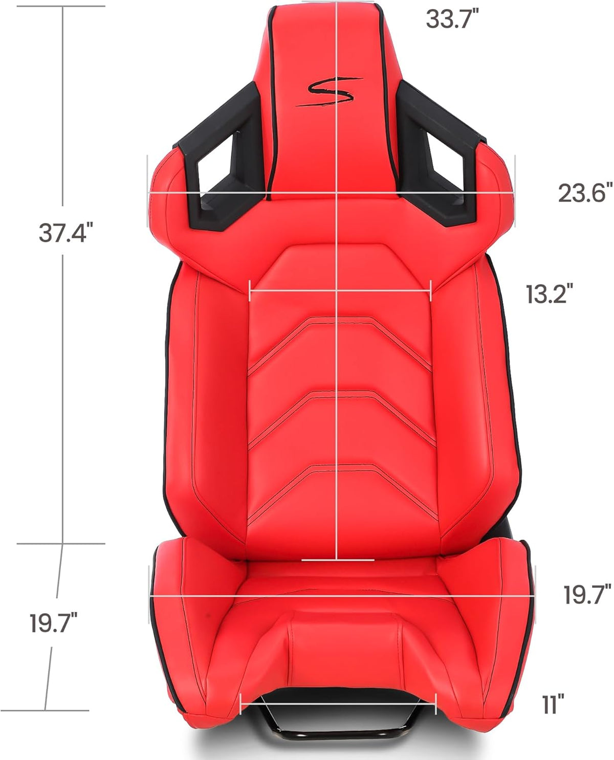 Red+Black Stitching PU Leather Racing Bucket Seat Q1175