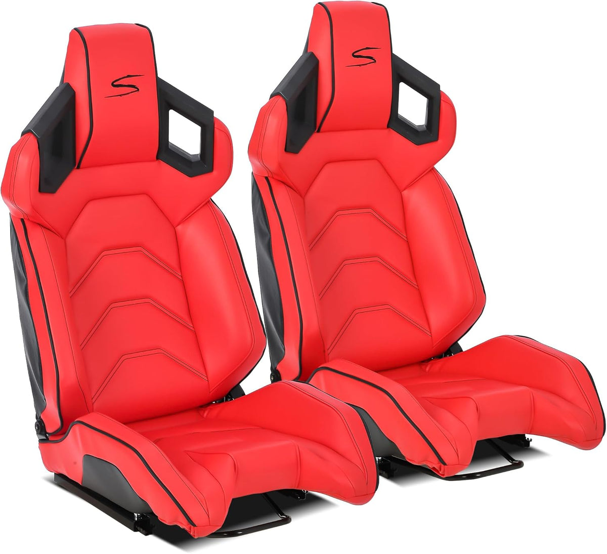 Red+Black Stitching PU Leather Racing Bucket Seat Q1175