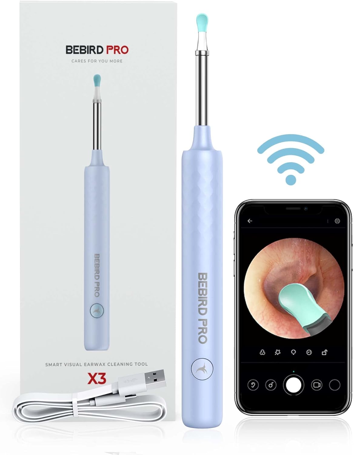 Black Ear Wax Removal Tool with HD Camera, Wi-Fi Connection, Pack of 2 I580388