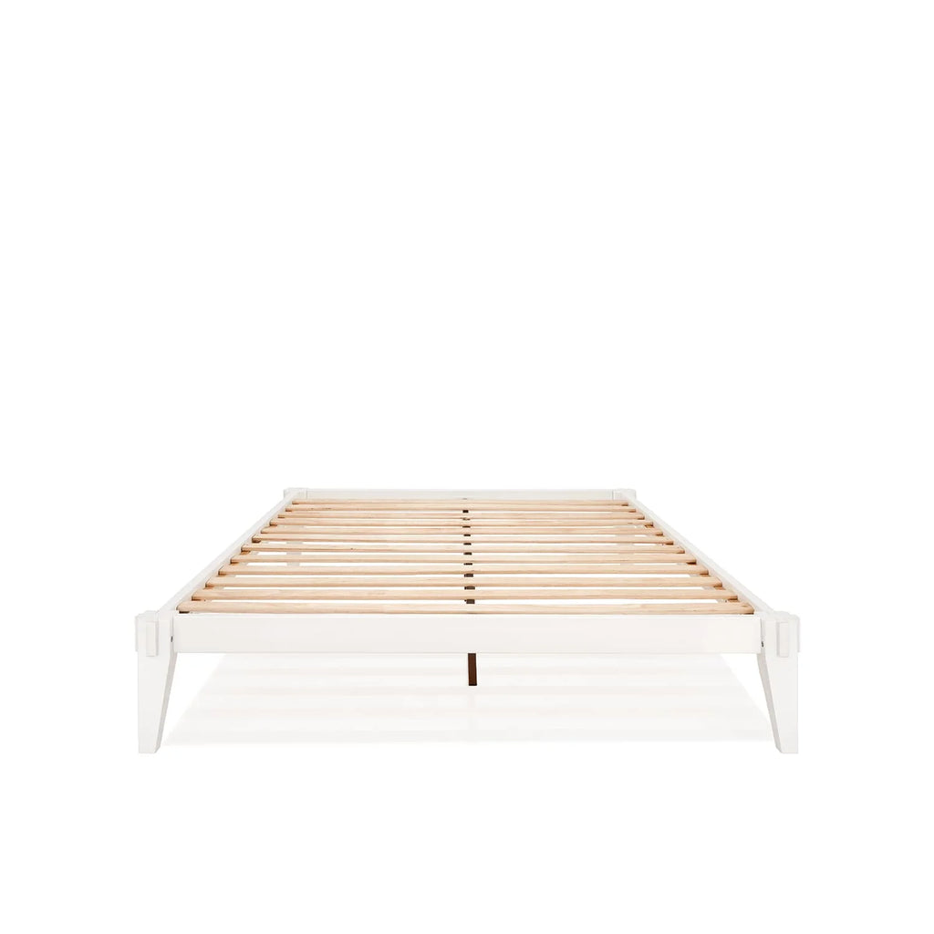 King Platform Bed Frame, No Headboard, Solid Wood, Walnut C840