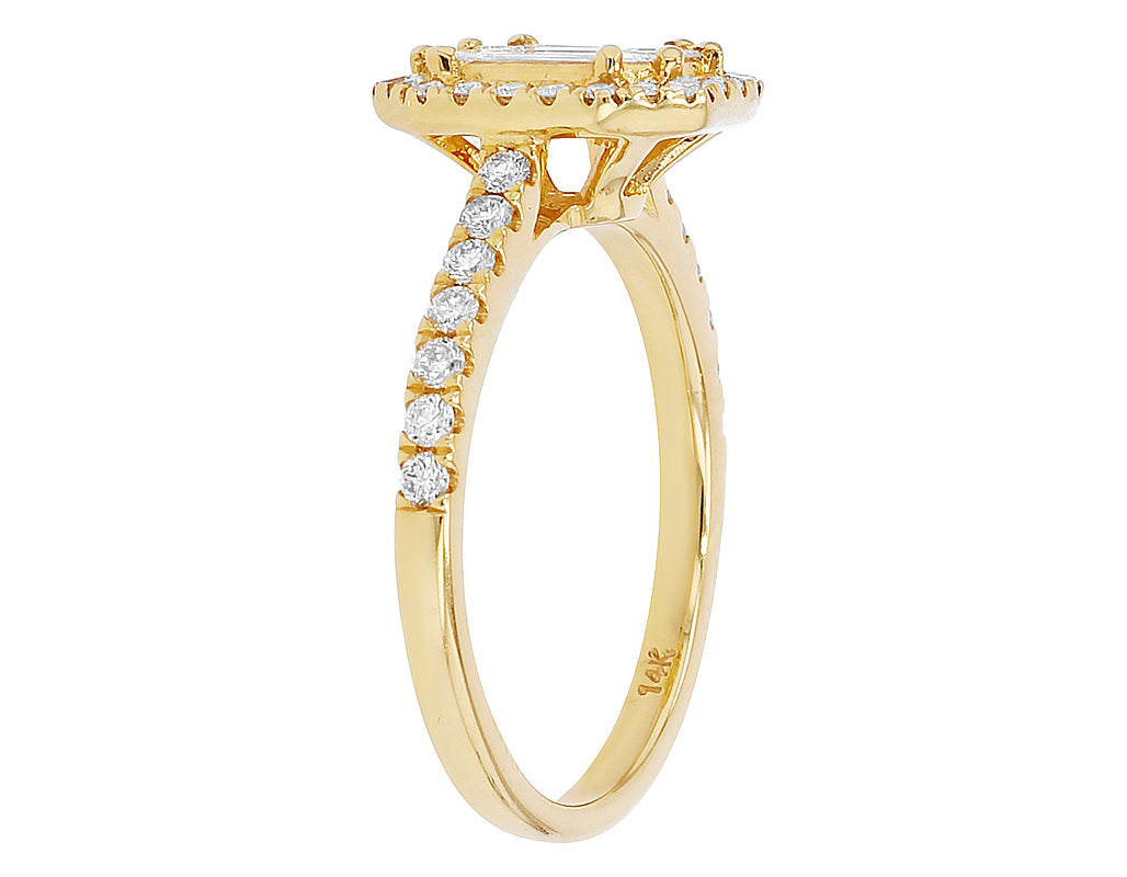 Emerald Diamond 0.75CT Engagement Ring 14K Yellow Gold N116