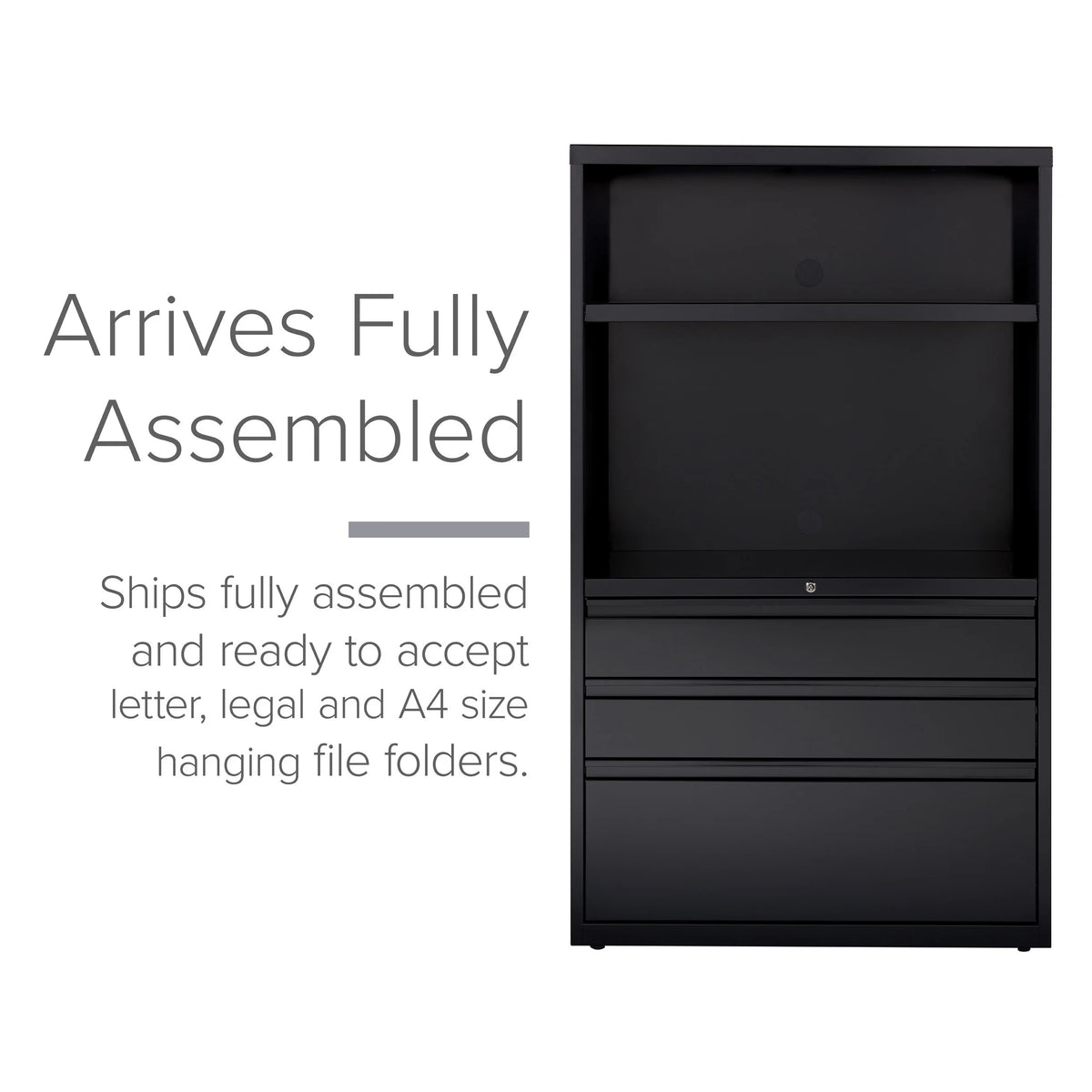 36 Inch Wide 3 Drawer Metal Lateral File Cabinet Black L60966